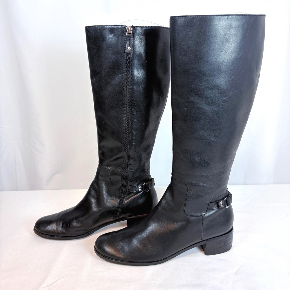 Etienne Aigner E-Canter Black Leather Knee High Riding Boot Women Equestrian 8M